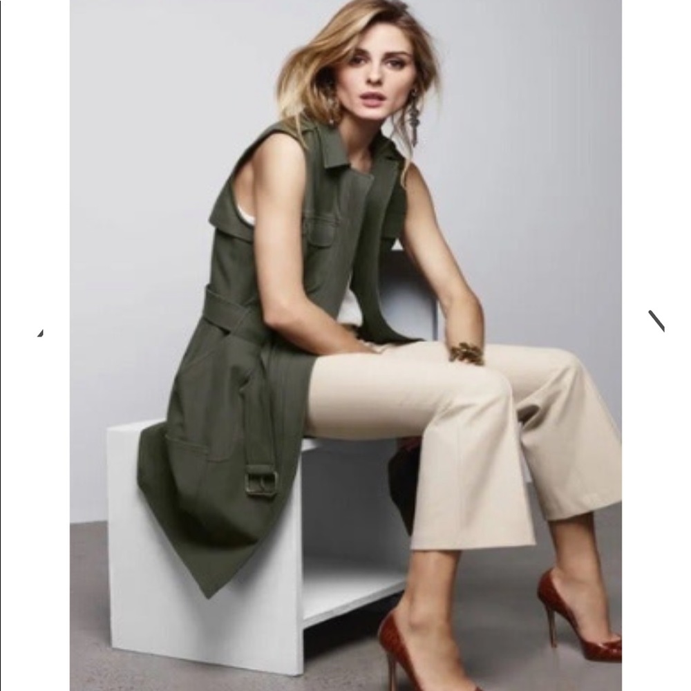 Green midi dress vest with belt